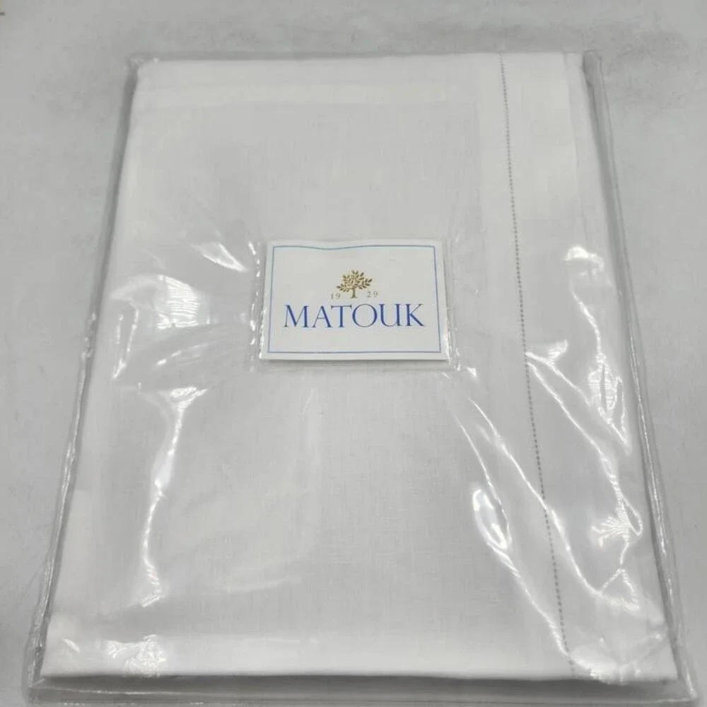 Matouk Roman Linen Hemstitch King Sham 21 x 36 - Flange White